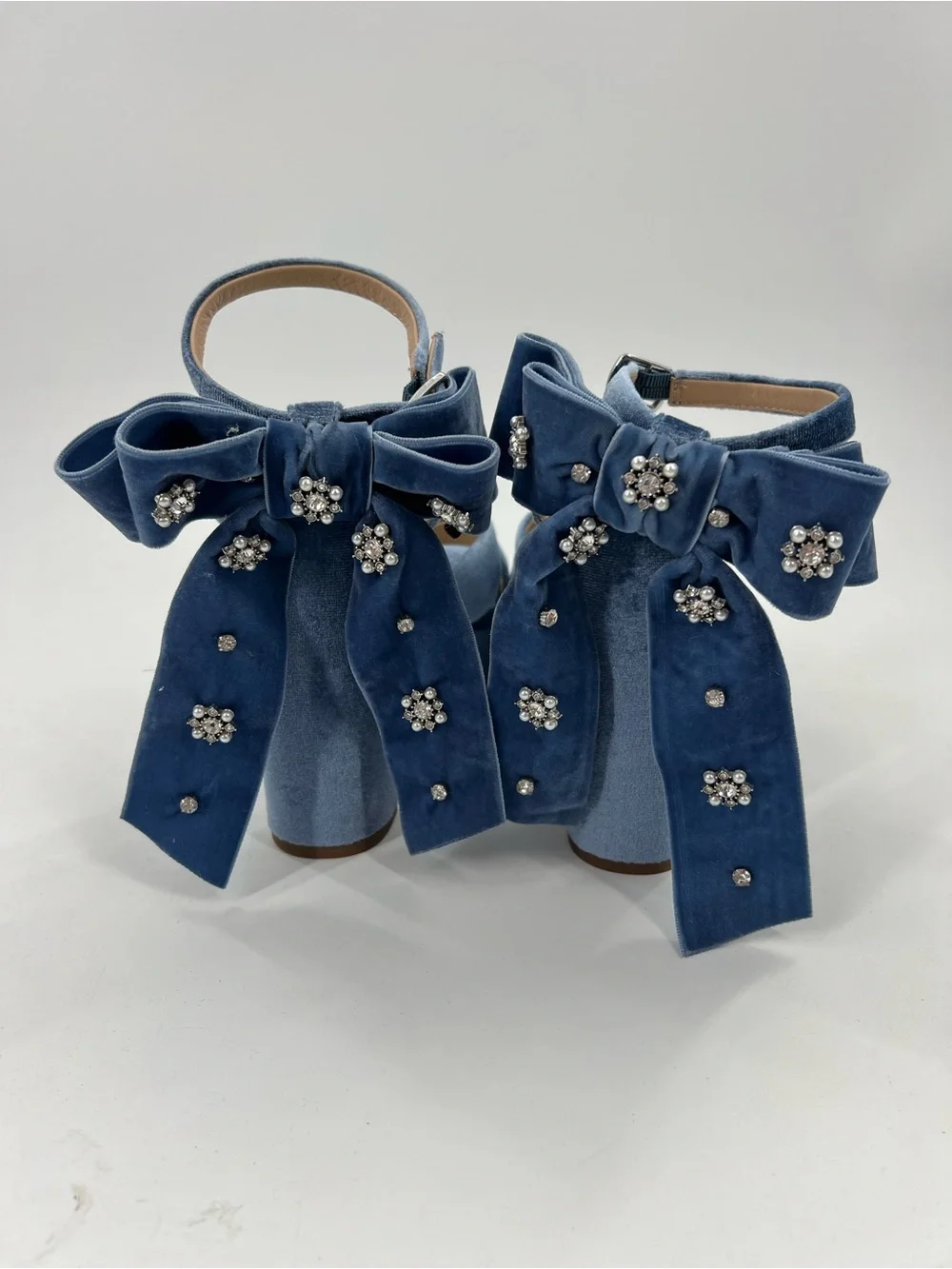 Antonio Melani x Nicola Bathie Lila Platform Heels Bow Back in Peace Blue size 6